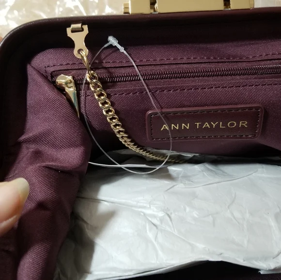 Ann Taylor Soft Frame Clutch Merlot - Picture 10 of 16